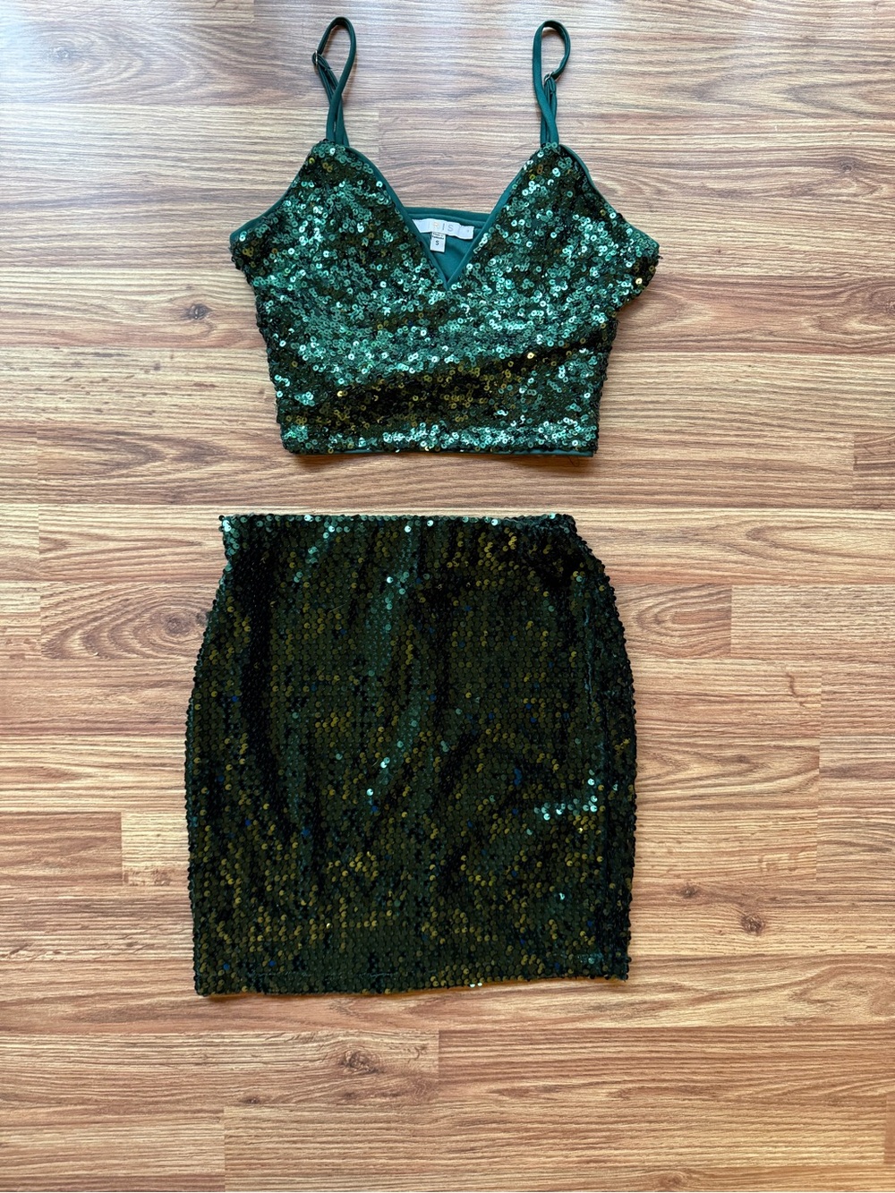 Love Nation Green Sequin Pencil Skirt